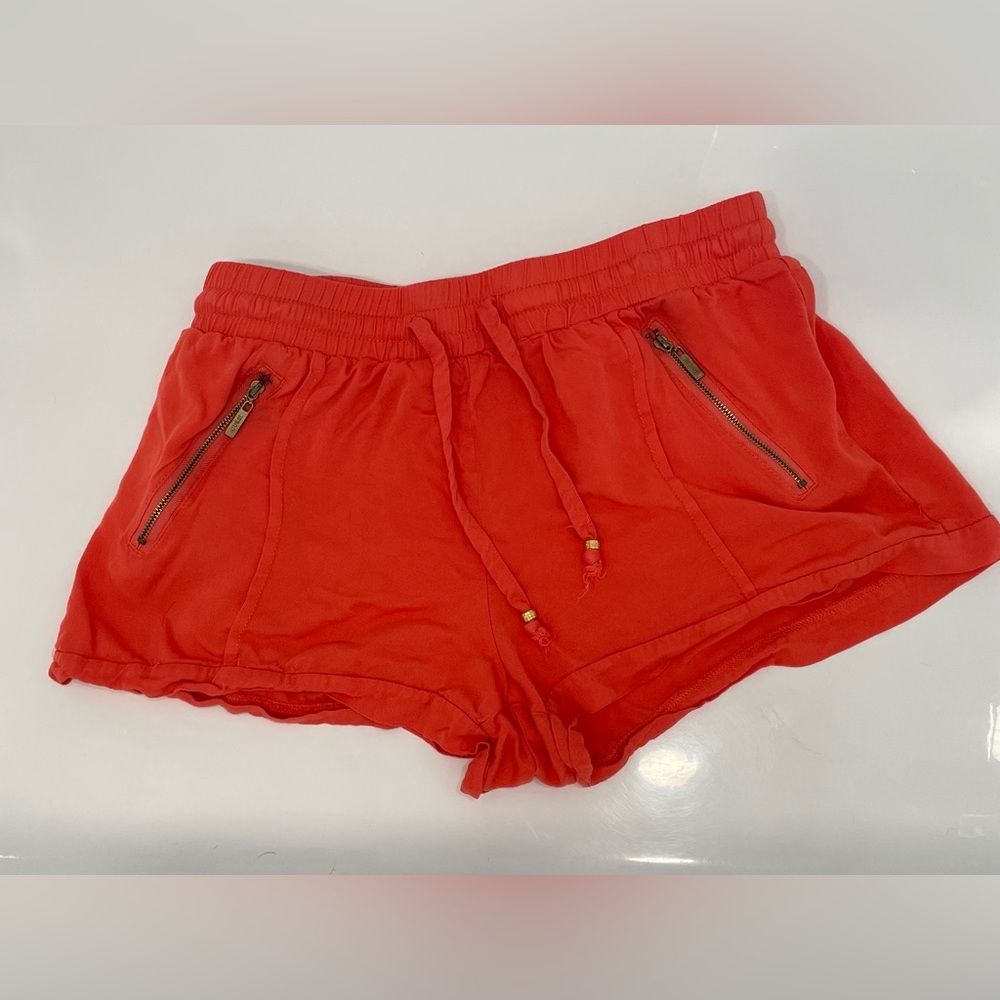 Guess Red Athletic Drawstring Zip-Pocket Shorts Women’s Medium
